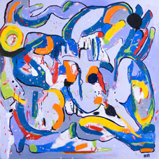 Abstract Oils. Sept 11 Oil on canvas: Fiesta 100x100 Small